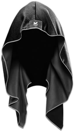 MISSION Cooling Hoodie Towel- Sport Hood Towel, Cools when Wet, UPF 50, Contours Your Head to Stay in Place- Black