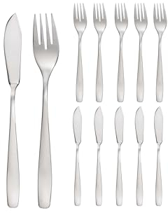 GRÄWE Fischbesteck 12-teilig Fischmesser + Fischgabeln je 6 Stück