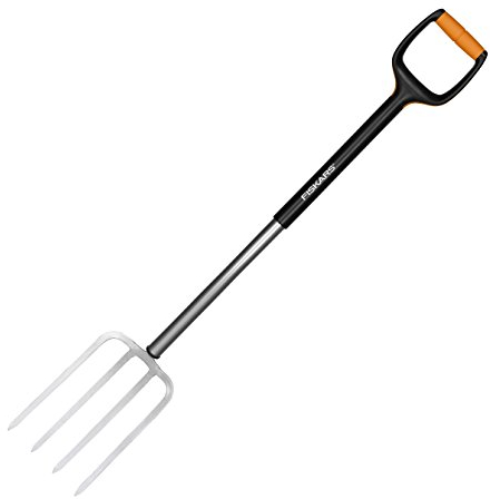 Fiskars Xact Horca mediana M, Con 4 púas, Longitud: 108 cm, Púas de acero/Mango reforzado con fibra de vidrio, Negro/Naranja, 1003686