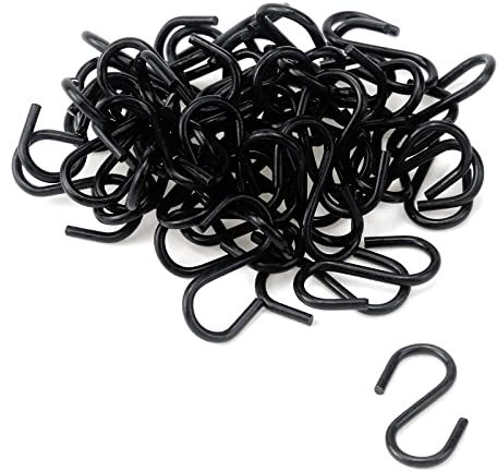 Meprotal 50pcs 1inch S Hooks, Black Mini Ornament Iron Hooks Hanger Small S Hook for Hanging Jewelry Kitchenware Plants