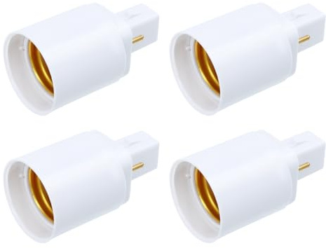 Totority Adaptateur de Douille G24D vers E27 – 2,56 x 1,38 x 1,38 pouces, 80 g, PBT Robuste pour Conversion Facile de Lampes LED/Halogène/Filament – for Éclairage Domestique et Professionnel