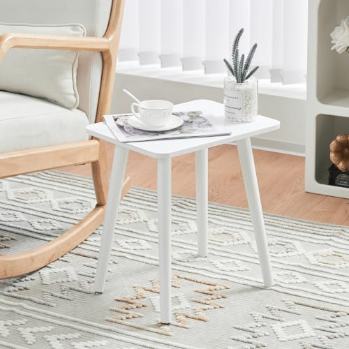 YOUDENOVA Beistelltisch Holz, Couchtisch klein, Wohnzimmertisch, Nachttisch, Teetisch, Sofatisch für Wohnzimmer, Schlafzimmer, Balkon, Blumenständer, 40x30x43, Weiß