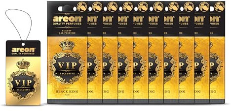 Lufterfrischer Areon VIP – Black King – aromatisierter Lufterfrischer für Auto, luxuriöses hochwertiges Parfüm (10 Stücke in Verpackung)