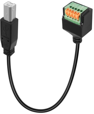 QIANRENON Adattatore USB B Quick Connect senza saldature, cavo corto USB tipo B 2.0 maschio a terminale a crimpare a 5 pin, connettore per morsettiera a molla USB B, per fai da te/riparazione porta