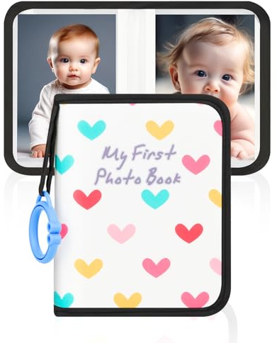 Baby Photo Book Holds 21 4x6 Photos, My First Photo Book for Baby or Toddlers, Love Baby Photo Album Soft Cloth Family Book, Cute Book Gift for Babies Shower Newborns Family Photos (Black)