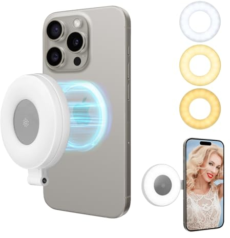 Selfie Luz de Relleno UTEBIT Anillo de Luz de Teléfono Móvil con 10 Brillos y 3 Modos de Iluminación Luz Anillo Selfie Magnética 180° Flip Recargable Portátil Anillo de Luz para el Maquillaje Vlog