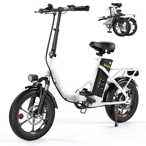 Finbike U4 Electric Bike, 16 Portable Electric Bicycle with Removable Battery, 60KM Max Range, 3 Riding Modes, Front Shock Absorber, Foldable E-bike for Adults/Teens