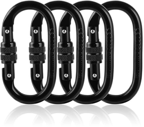 LOPYXBR 4 Stück Karabiner Klettern 25KN Karabinerhaken Klettern, O-förmige Kletter Karabiner Groß, Hochleistungs Kletterkarabiner für Klettern, Fallschirmspringen, Bergsteigen, Schaukeln, Hängematten
