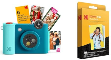 KODAK Smile+ 2-in-1 Digital Instant Print Camera & Wireless Bluetooth Photo Printer + KODAK 2x3 Premium Photo Paper (50 Sheets)
