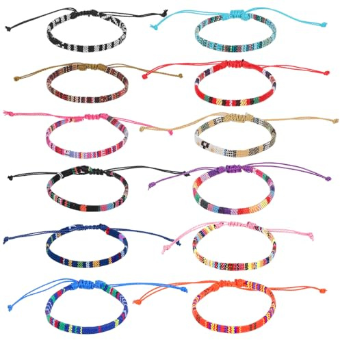 Prasacco 12 Pack Boho Bracelets Woven Bracelet Set Braided Bracelets String Bracelets Thread Bracelets Ankle Bracelets Friendship Bracelet for Women Men Teens