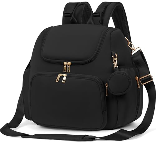 CEI-CEI Neoprene Diaper Bag Backpack Stylish Baby Maternity Bags Travel Tote for Mom with Insulated Pockets, Changing Pad, Stowable Shoulder Strap