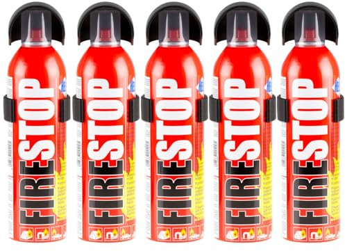 GreenSensor Pack of 3 Extinguishing Spray - Compact Fire Extinguisher for Household, Car & Camping - Fire Protection for Grease, Liquid & Solid Fires - With Wall Mount & Safety Lock