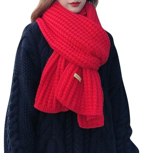 nicticsi Echarpe Unie Femme Hiver Chaud Chic Tricoté Doux écharpe Laine Élasticité Douce Chale Longue Cape Souple Confortable Pashmina Foulard