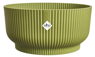 elho Vibes Fold Bowl 25 - Plant Pot Indoor - 100% Recycled Plastic - Ø 24.9 x H 12.1 cm - Green/Fern Green