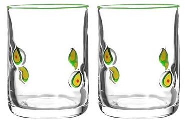 Pair of Lemon Print Vintage Juices Glasses Sturdy Glasswares with 14oz Capacity Ideal for Cocktails Water Decors Glass Tumblers for Cocktails