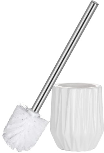 ASKLUND Scopino WC Spazzolone Bagno WC Scovolino WC con Portascopino in Ceramica Forma del Diamante Bianco