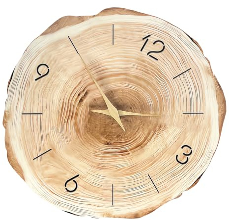 UncleS Reloj De Pared Granos Madera con Casas Granjas Tocones Tocón Diseño Anual Anillos para La Sala Estar Batería La Oficina Reloj Pared Dormitorio