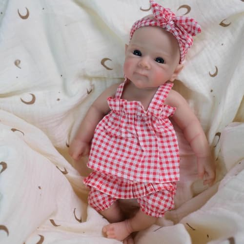 RXDOLL 30 cm (12 tum) realistiska nyfödda babydockor silikon helkropp flicka verklighetstrogen handgjorda målade dockor solid silikon nyfödda bebisar mjuk elastisk tvättbar nyfödd docka leksak för
