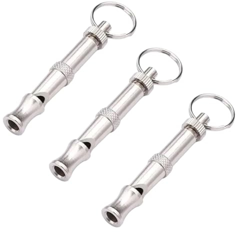 Nlinlin 3Pcs Silver Adjustable Ultrasonic Dog Whistle,Portable Whistle Pet Whistle Supersonic Whistle Dog Whistles for Pet Training,Training and Behavior Aids, Portable Pet Training Aid