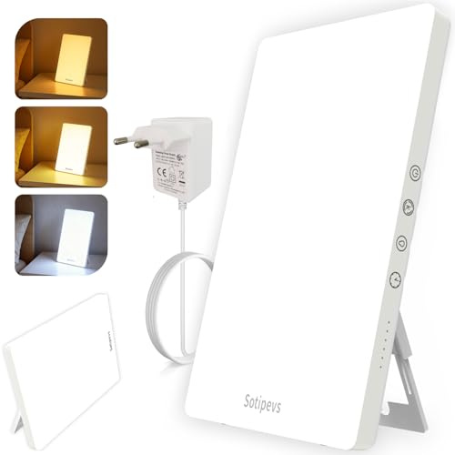 Sotipevs Tageslichtlampe 15000 Lux,12 Groß UV-freie LED Lichttherapielampe Tageslicht, LED Daylight Lampe, Touch-Control Sonnenlicht Lampe, Vollspektrumlampe für Zuhause/Büro