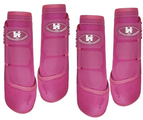 Horntack 2 Pair Horse Boots, Splint Boots for Horses Outdoor Sports, Professional Horse Boots Comfortably Fits The Horse's Leg, Shockproof, Heat Dissipation Horse Splint Boots (Raspberry, Large)