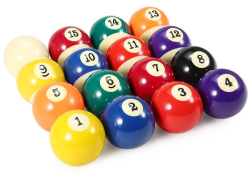aqxreight Juego de Bolas de Billar para Adultos de 57,2 Mm Juego de Bolas de Billar Estándar Americano de Tamaño Completo 16 de de Resina Sintética Duradera Fabricada con el Medio Ambiente 6 3 (M)