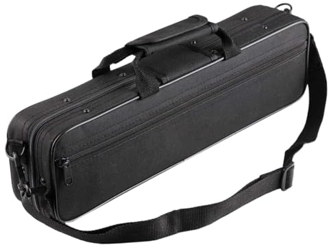 Cabilock Professional 16-hole Flute Carry Case C Key Padded Shoulder Bag Black for Flute Transport and Storage