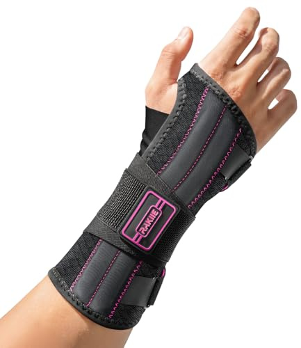 Rakiie Carpal Tunnel Wrist Brace Splint, 3 Metal Splints, Pink Right M | Adjustable Wrist Support for Men Women, Eases Arthritis Tendonitis Sprain, Comfortable Wrist Splint for Work and Night Rest