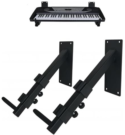 2 Piezas Soportes para Teclado Musical, Colgador de Pared para Teclado Electrónico y Guitarra, Ganchos de Pared con Brazos Telescópicos, Soporte de Instrumentos Musicales para Estudio Doméstico