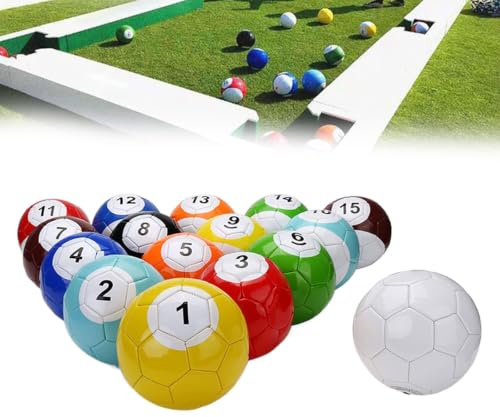 Uppblåsbar Biljard Fotboll Fotboll Snooker Bollar Bordsspel, 16 St Läder Fotboll Pool Kick Biljard Set, Giant Snooker Street Game, För Garden Backyard Playroom