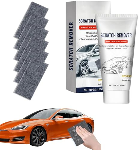 Panno Nano Rimuovi Graffi Auto,Car Scratch Repair Paste,Kit Rimuovi Graffi Auto con Pasta Lucidante 60g e 6 Panni Nano,Riparazione Vernice Carrozzeria,Lucidatura Rapida Senza Carteggiatura
