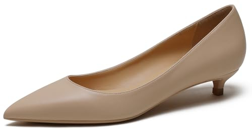 Wtharosa Zapatos Salón Sin Cordones Mujer Tacón Kitten Punta Afilada Tacón Bajo