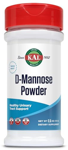 KAL D Mannose Powder 1600 mg, Easy-to-Mix, Fast-Dissolving D-Mannose - Urinary Tract Health and Bladder Support - Unflavored Powder, Non-GMO, Vegan, Gluten Free, 60-Day Guarantee, 45 Servings, 2.5oz