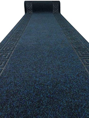 Casatessile Grek Tappeto passatoia Inca Larga 68 cm al Metro Corsia Ingresso in Moquette con Antiscivolo, per casa o Negozio. - Blu
