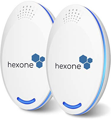 hexone x2 Répulsifs Ultrason Rongeur Souris Rat - Prises Répulsif Nuisible Esthétique Électronique Intérieur Naturel Bio Anti-Rongeurs Furet Fouine Loir Grenier Voiture Animaux Pest [Garantie]