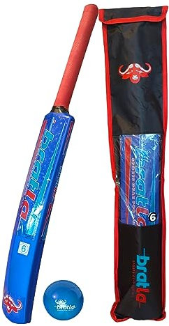 Bratla Cricket Plastic Set Kit - Blue Beach & Backyard Cricket Set Includes Bat, Ball & Carry Bag (Size 6)