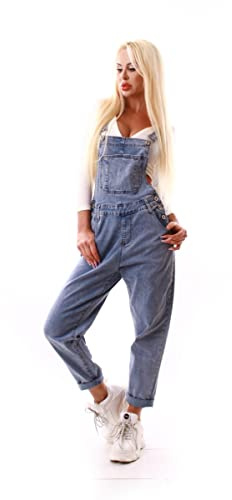 OSAB 77119 Fashion Oversize Damen Jeans Latzhose Hose Pants Träger Worker Style Wide Leg