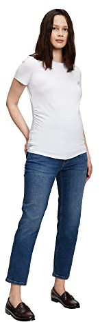 GAP Maternity True Waistband Full Panel Cheeky Straight Jeans, Desteñido Medio, 26 US para Mujer