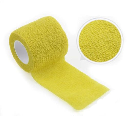 JOYDREAMDESIGN Rotolo 4.8m Nastro Avvolgente Fasciatura Elastica Autoadesiva Colorata Sportiva Per Rilievi Di Supporto Del Ginocchio Dito Caviglia Palmo Spalla-Giallo,15cm X 4.8m