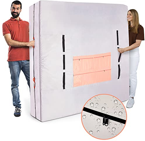 Borsa per materasso per trasloco, coprimaterasso per traslochi e stoccaggio, king size 76 x 80 x 16 cm, resistente materasso per trasloco, 16 manici, custodia impermeabile per materasso,