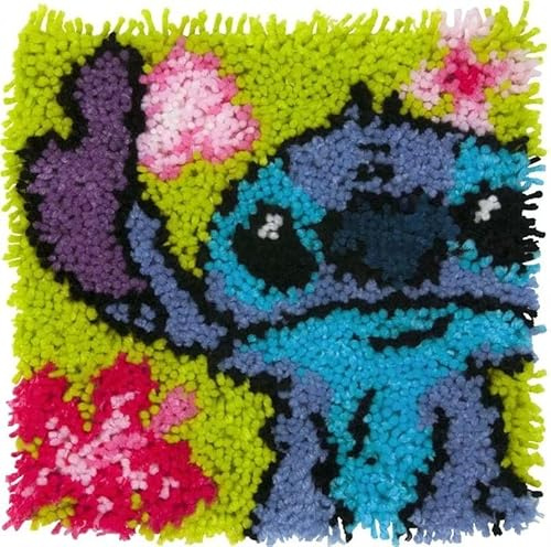 ROCKY&CHAO Latch Hook Cushion Kits for Adults, Latch Hook Pillow Case Kits Embroidery Kits 17X17Inch, DIY Needlework Pillow Cover Sofa Cushion Rug Making Kits, DIY Craft Kits 43x43 cm