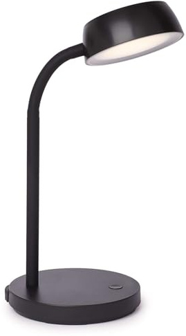 MAUL Schreibtischlampe LED MAULabby | Kleine Schreibtischlampe mit Standfuß | Moderne Tischlampe für Schreibtisch, Büro | Flexible LED Lampe mit 3000K warmweißem LED Licht | Schwarz