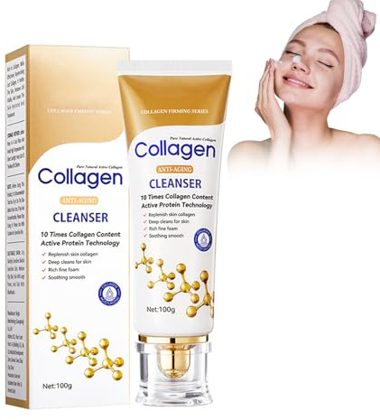 Rostblant Detergente viso, detergente antirughe al collagene, schiuma detergente per i pori, detergente viso, acido ialuronico, glicerina, per una doppia pulizia, pulizia profonda intensiva dei pori
