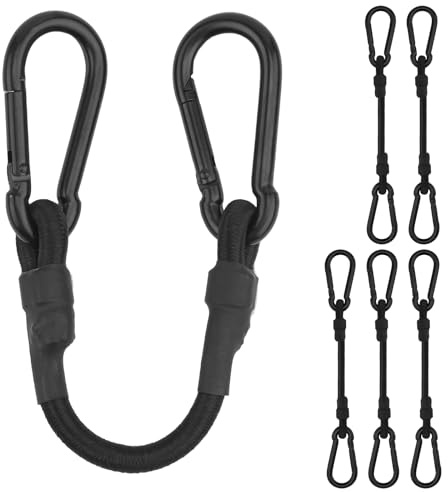 Tendeurs Elastique,Sandow Elastique 30CM Pack de 6 Tendeurs Robustes de 8 mm de Diamètre avec Mousqueton,Tendeur Crochet Noir.