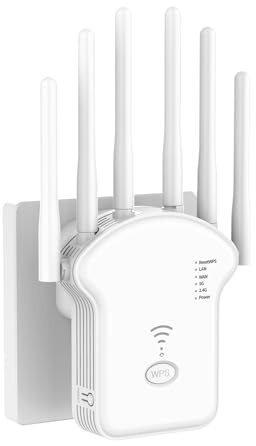 WLAN-Verstärker, 1200 Mbit/s, 5 G und 2,4 G Ultraxtender Dualband-WLAN-Repeater mit LAN-Verbindung, WPS, kompatibel mit 99% Standard-WLAN-Router, deckt bis zu 9200 Quadratmeter und 35 Meter ab