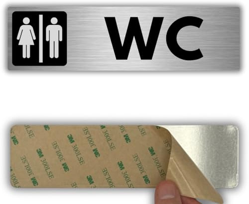 Señal Baño Unisex Hombre Mujer - 5x18 cm - Grosor 0.8 mm - Aluminio - Aseos Hombre Mujer - Rótulo de Servicios Compartidos - Signo WC Unisex - Cartel WC Mixto (Baño Unisex)