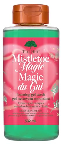 Tree Hut Mistletoe Magic Foaming Gel Wash, Moisturizing & Hydrating Body Wash with Shea Butter, Cleanses Skin Leaving It Soft & Fresh, 18 fl oz
