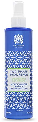 Valquer Acondicionador Bifásico Total Repair Zero. Repara, Suaviza y Nutre el Cabello Dañado y Seco. Hidratación Intensa con Caviar verde y Cápsulas de Algodón. Vegano. 300 ml