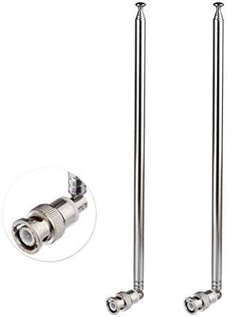 Bingfu HF VHF UHF 7 Abschnitte 115cm Teleskopantenne mit BNC Stecker 2-Pack für CB Radio Polizei Scanner Amateurfunk Zweiwegefunk Mobiler Scanner FM Sender Drahtloses Mikrofon Empfänger Frequenzzähler