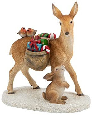 Villeroy & Boch - Winter Collage Accessoires REH mit Geschenken, niedliche, kleine Figur aus Polyresin, bunt, 12,5 x 7 x 13,6 cm